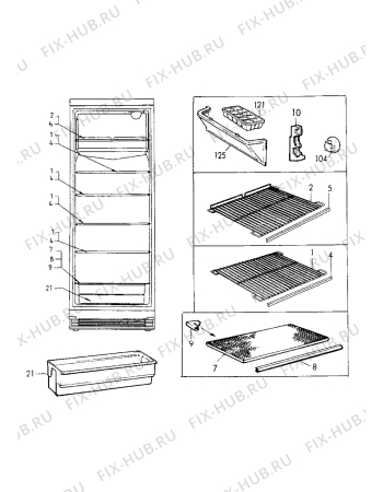 Взрыв-схема холодильника Zanussi ZFC335C - Схема узла Internal parts